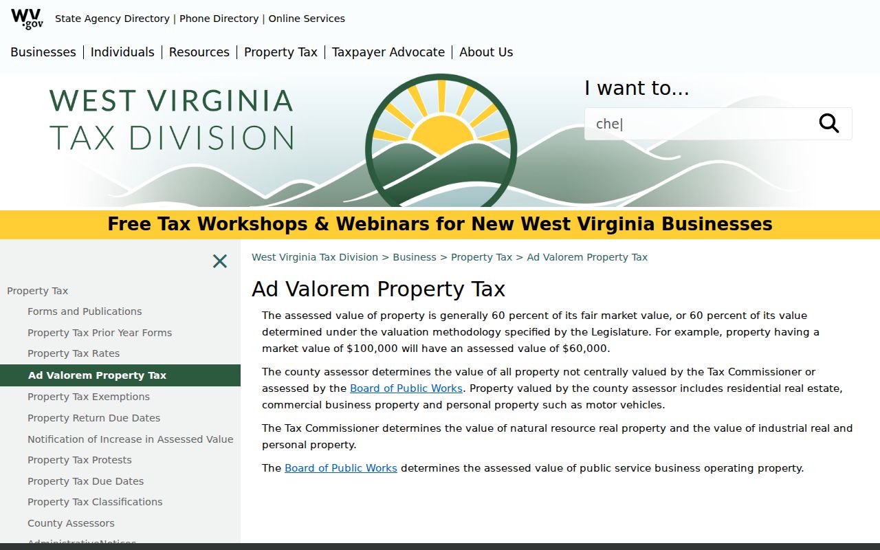 West Virginia 60 percent valuation rule for Berkeley County property tax records