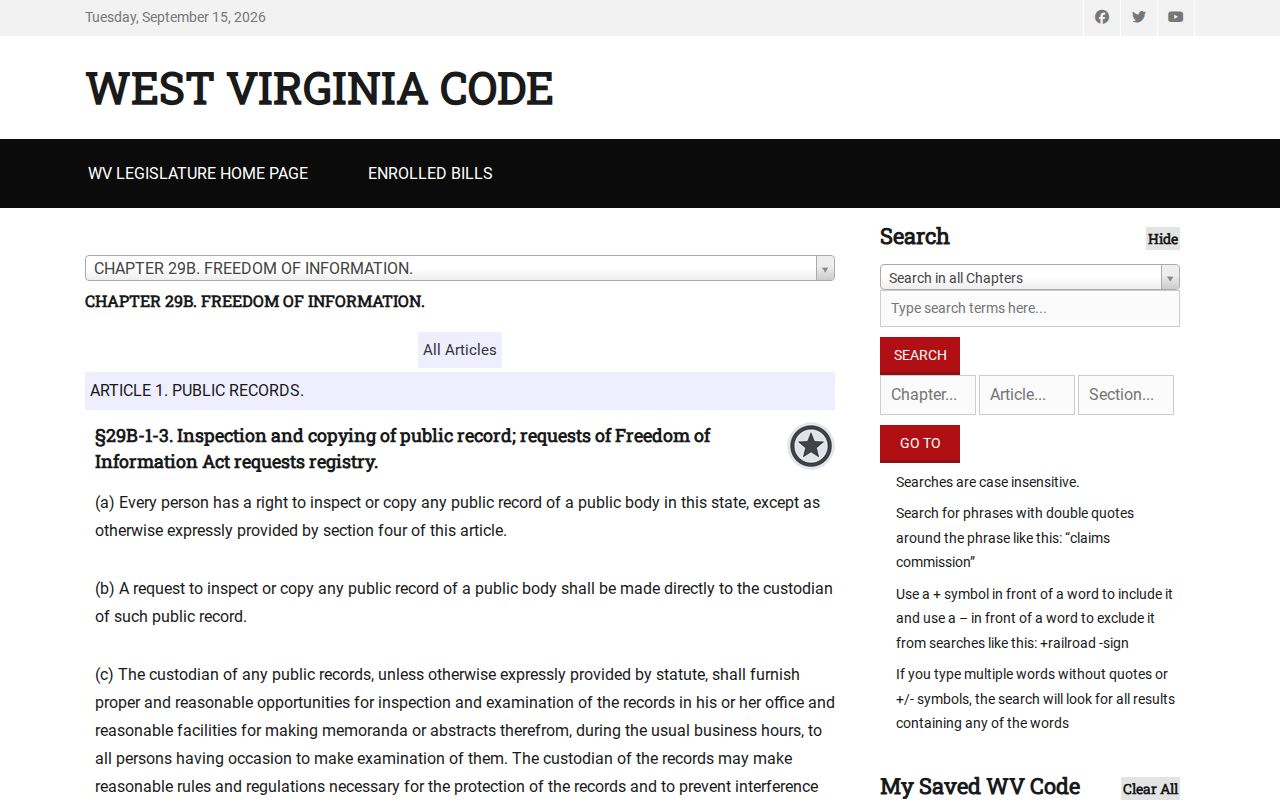 West Virginia Freedom of Information Act reference for Berkeley County property records
