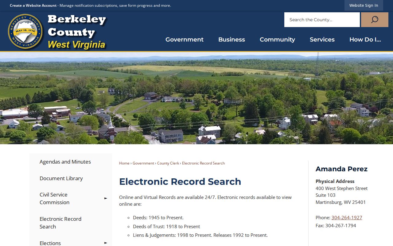Berkeley County deed records portal coverage and Clerk access details